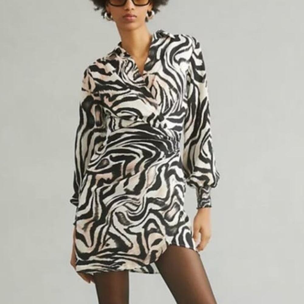 Anthropologie Black and White Zebra Print Dress